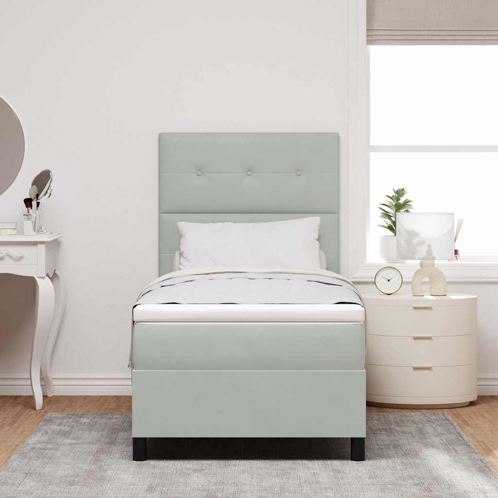 Box spring seng med madras Lysegrå 80 x 200 cm Fløjl