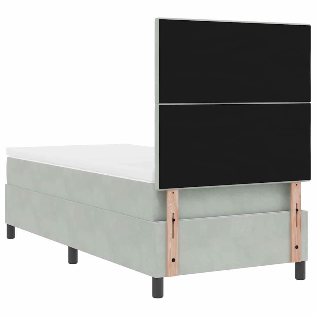 Box spring seng med madras Lysegrå 80 x 200 cm Fløjl