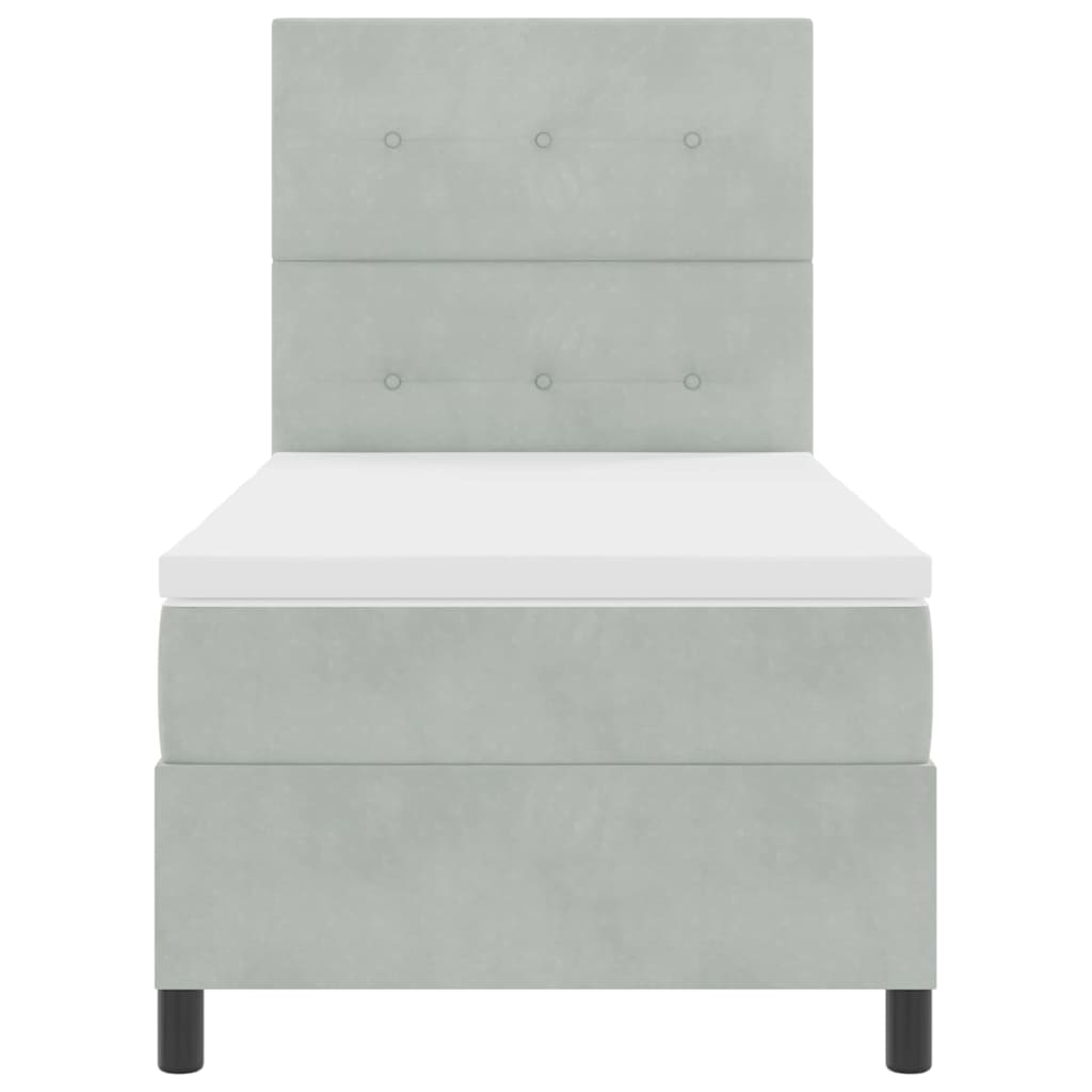 Box spring seng med madras Lysegrå 80 x 200 cm Fløjl