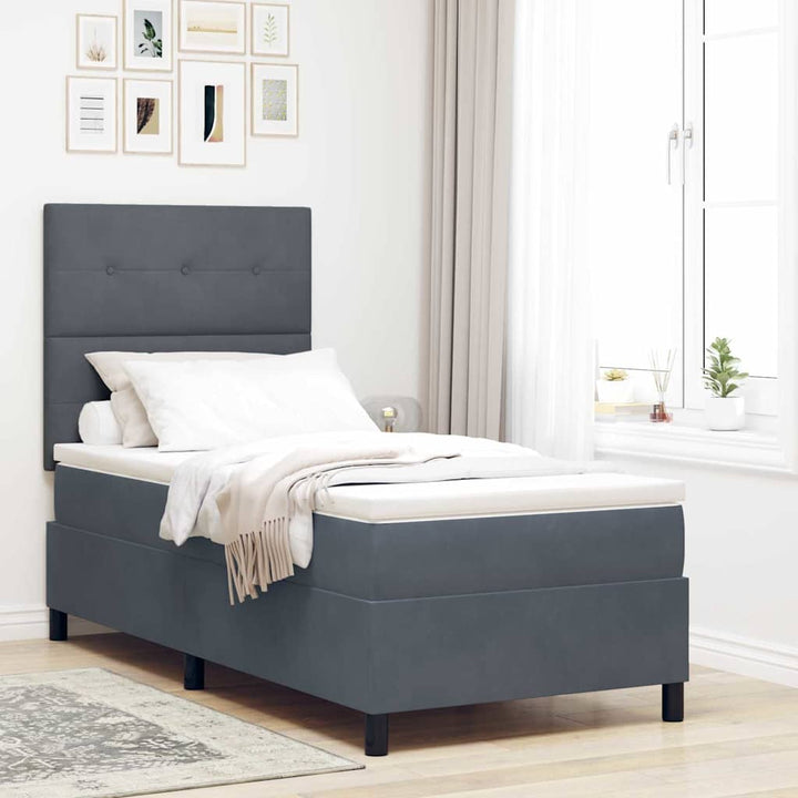 Box spring seng med madras Mørkegrå 80 x 200 cm Fløjl