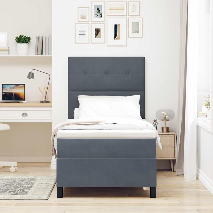 Box spring seng med madras Mørkegrå 80 x 200 cm Fløjl