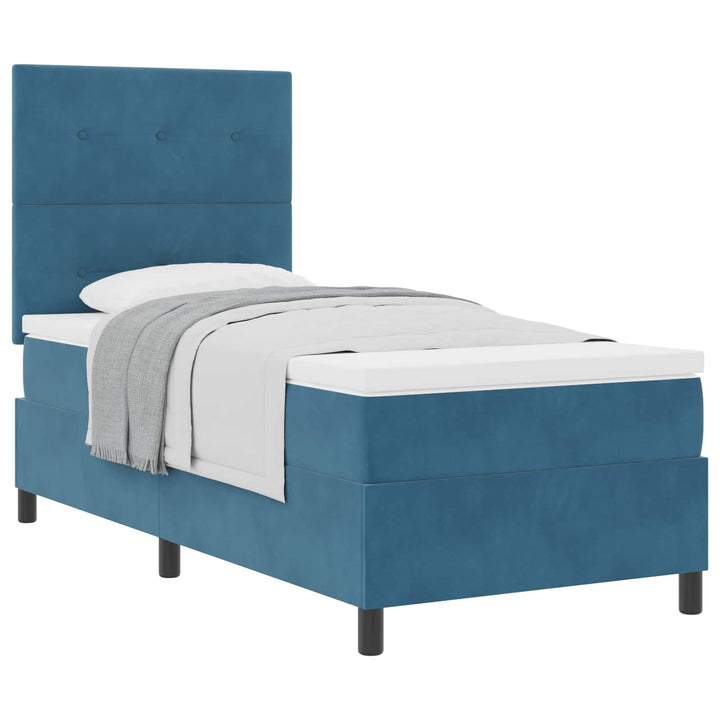 Box spring seng med madras Mørk blå 80 x 200 cm Fløjl
