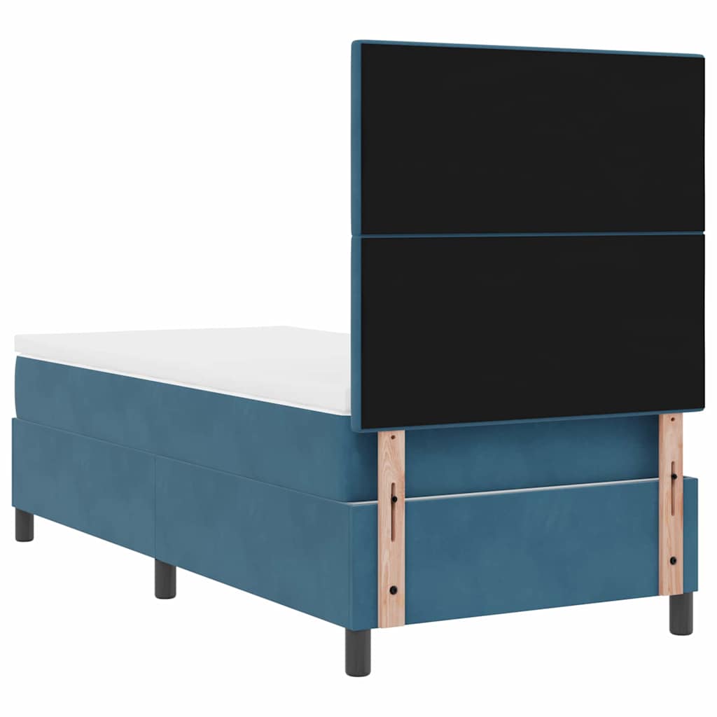 Box spring seng med madras Mørk blå 80 x 200 cm Fløjl