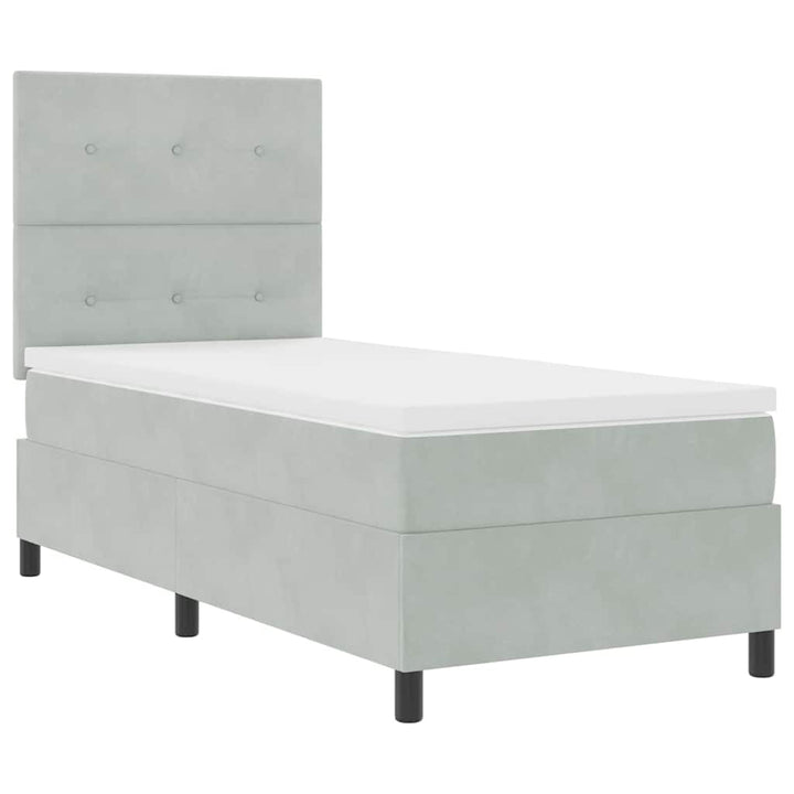Box spring seng med madras Lysegrå 90 x 190 cm Fløjl