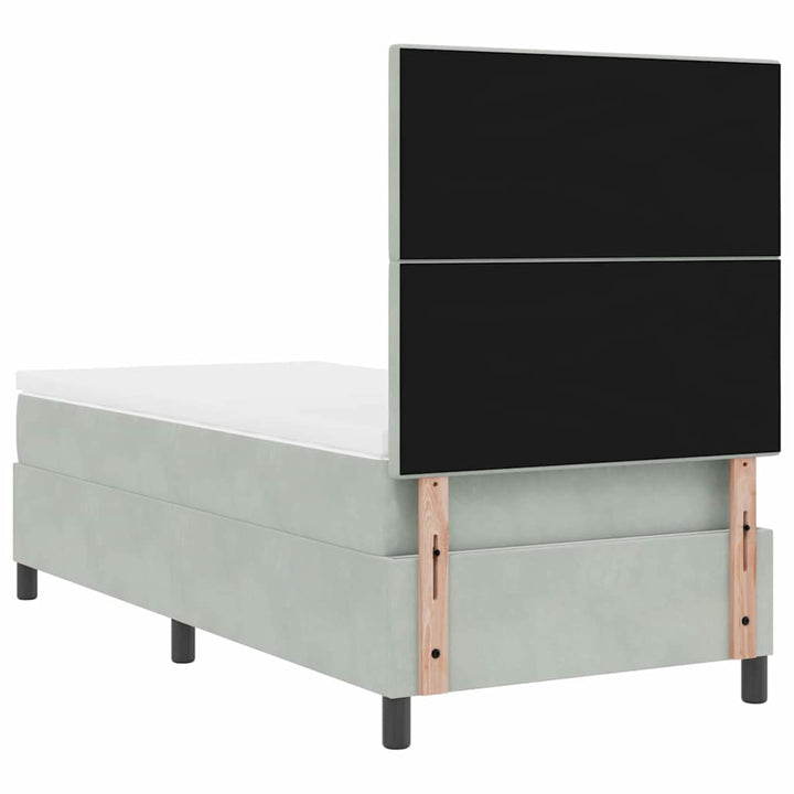 Box spring seng med madras Lysegrå 90 x 190 cm Fløjl