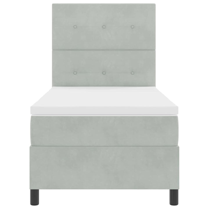 Box spring seng med madras Lysegrå 90 x 190 cm Fløjl