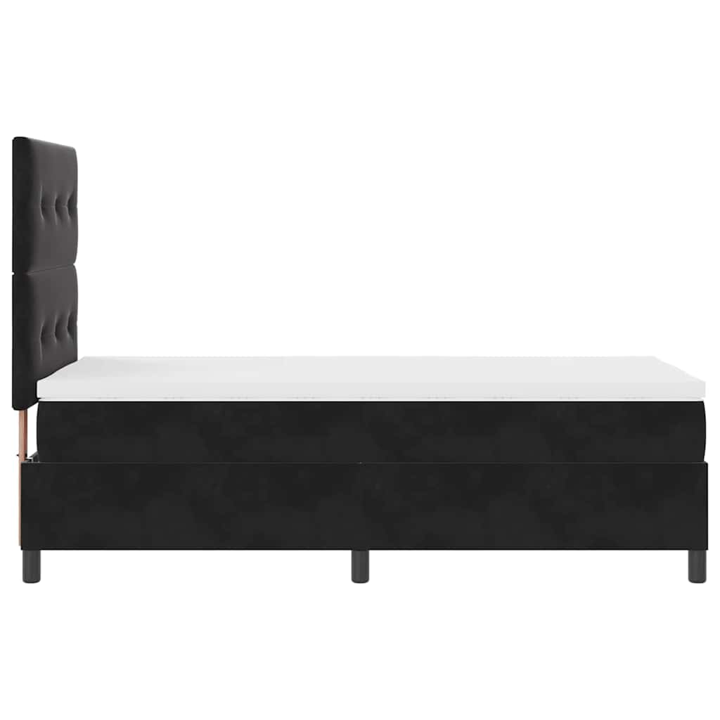 Box spring seng med madras Sort 90 x 190 cm Fløjl