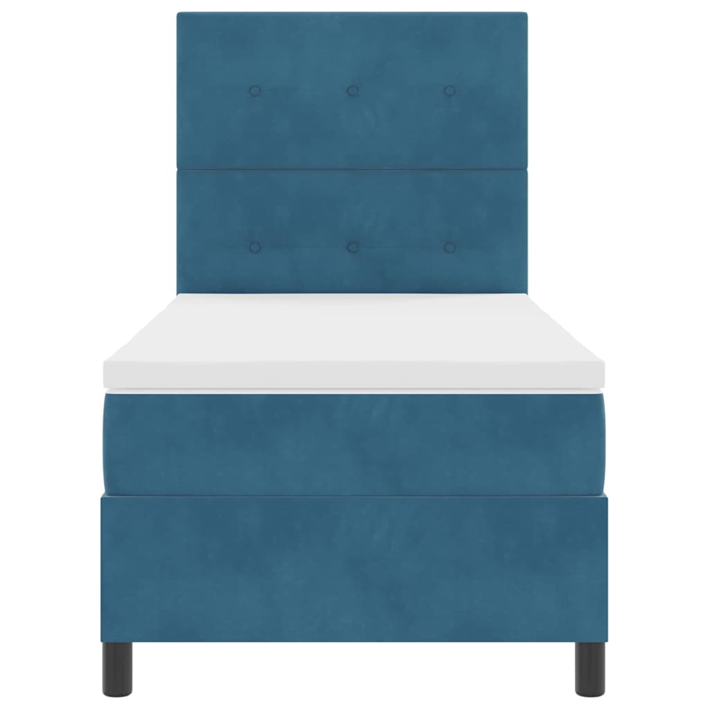 Box spring seng med madras Mørk blå 90 x 190 cm Fløjl