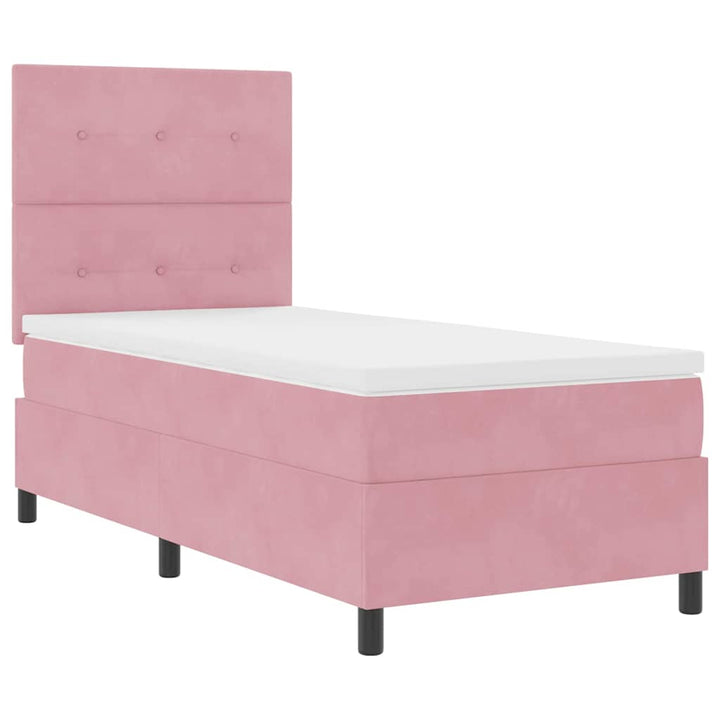 Box spring seng med madras Lyserød 90 x 200 cm Fløjl