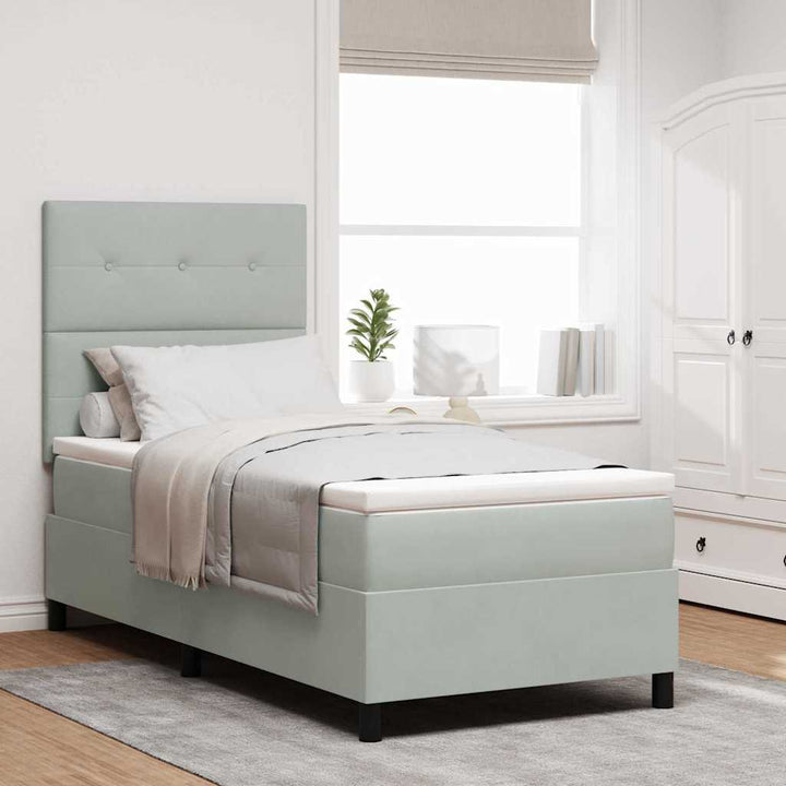 Box spring seng med madras Lysegrå 100 x 200 cm Fløjl