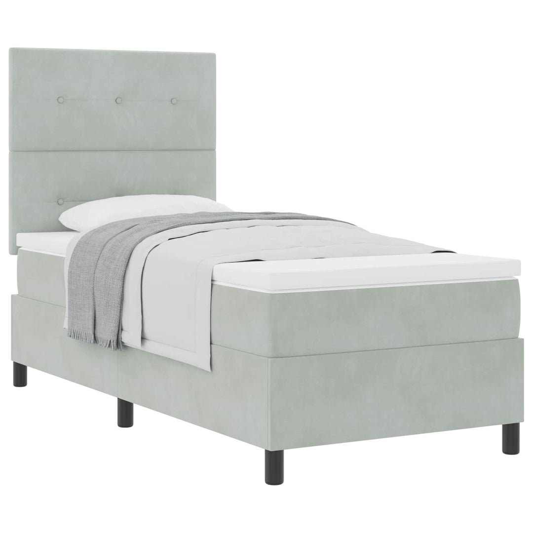 Box spring seng med madras Lysegrå 100 x 200 cm Fløjl