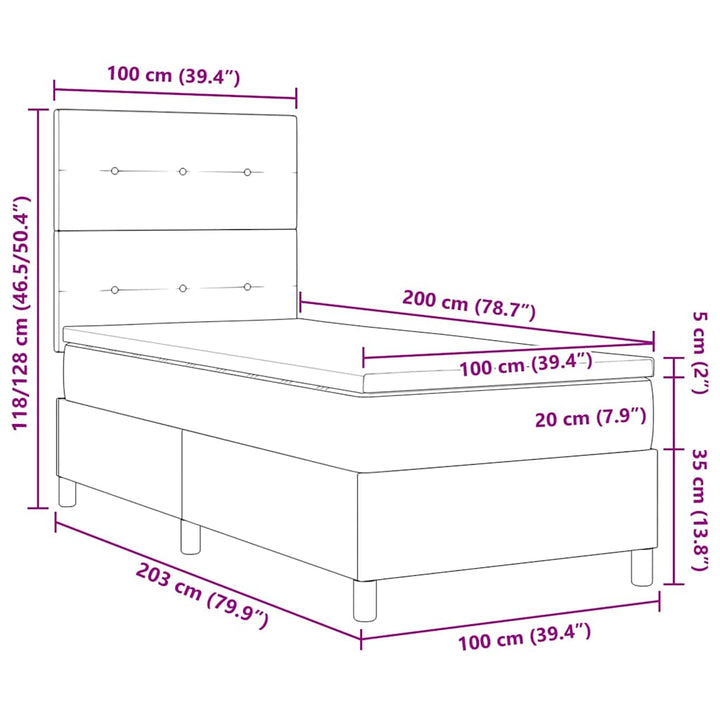 Box spring seng med madras Lysegrå 100 x 200 cm Fløjl