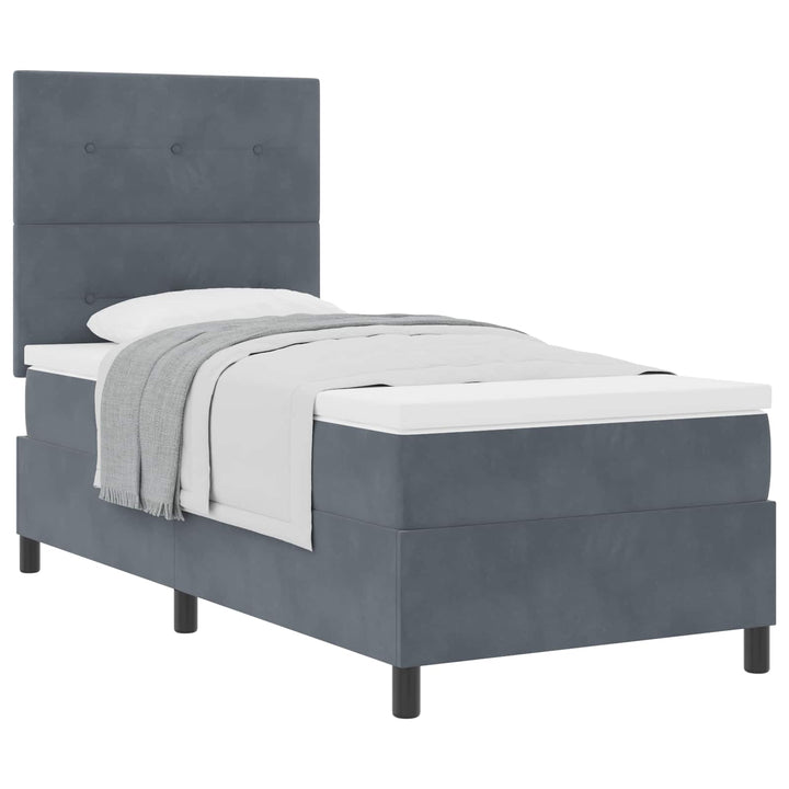 Box spring seng med madras Mørkegrå 100 x 200 cm Fløjl