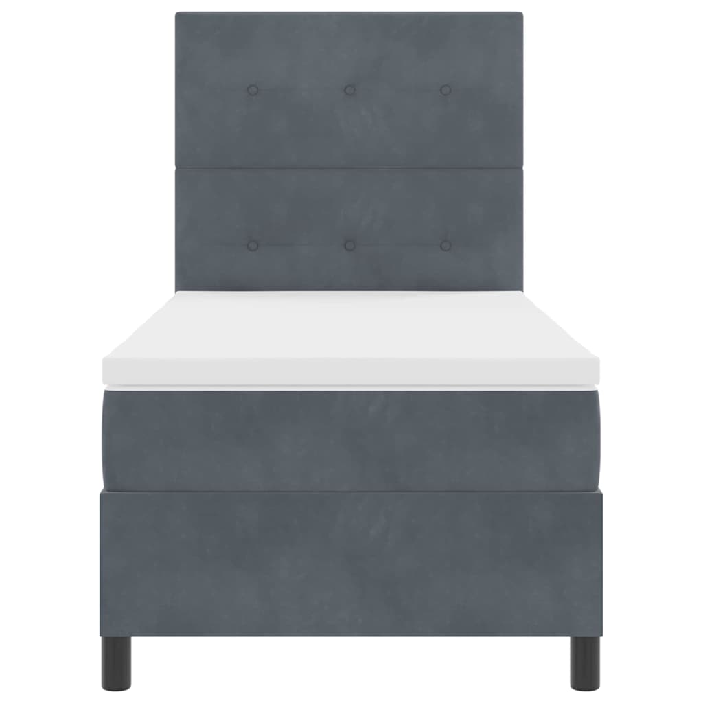 Box spring seng med madras Mørkegrå 100 x 200 cm Fløjl