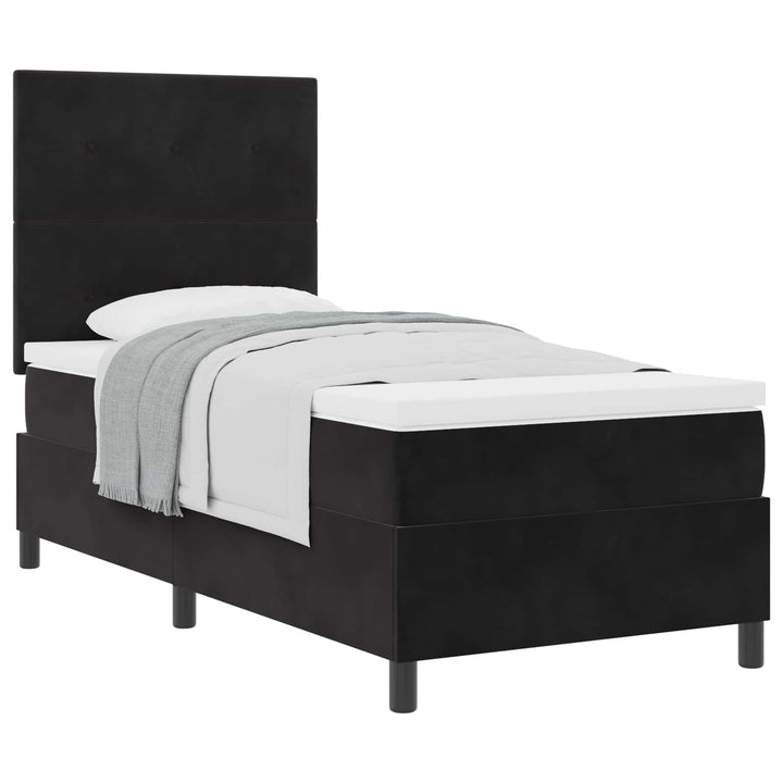 Box spring seng med madras Sort 100 x 200 cm Fløjl
