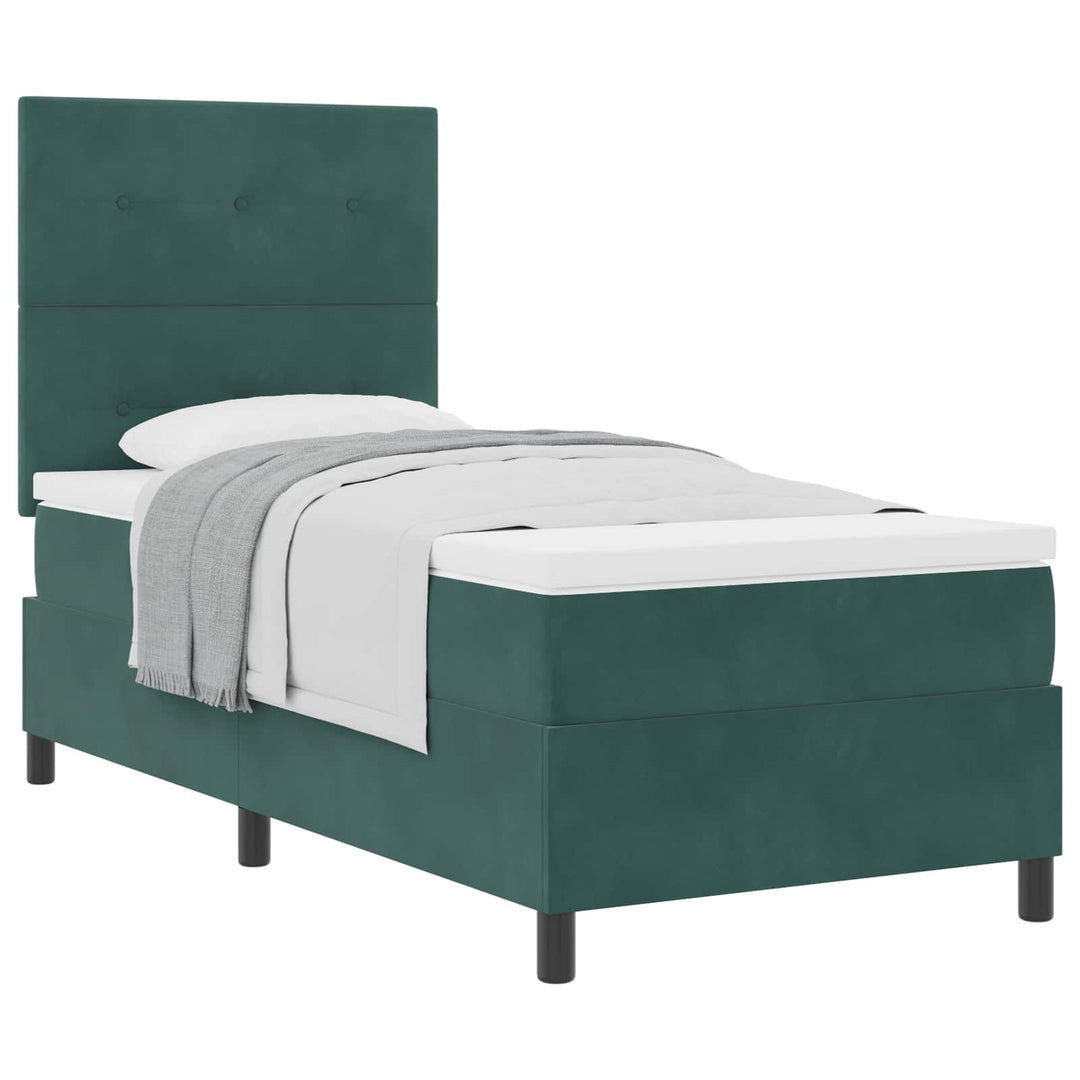 Box spring seng med madras Mørkegrøn 100 x 200 cm Fløjl