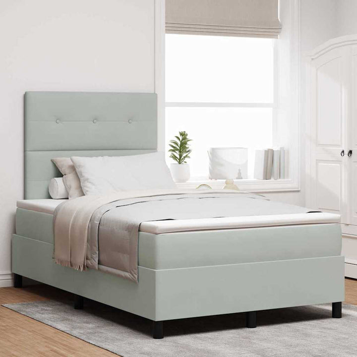 Box spring seng med madras Lysegrå 120 x 190 cm Fløjl