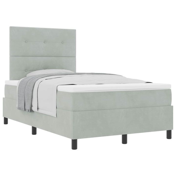 Box spring seng med madras Lysegrå 120 x 190 cm Fløjl
