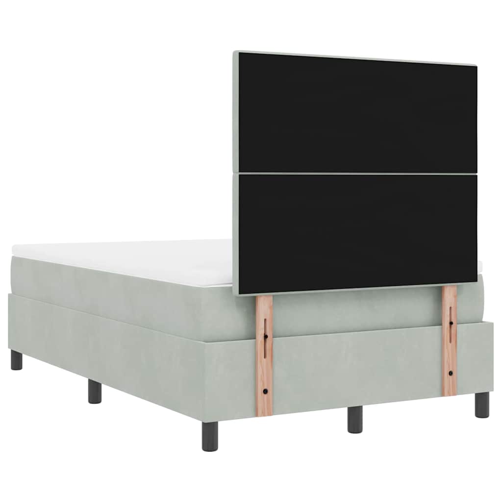 Box spring seng med madras Lysegrå 120 x 190 cm Fløjl