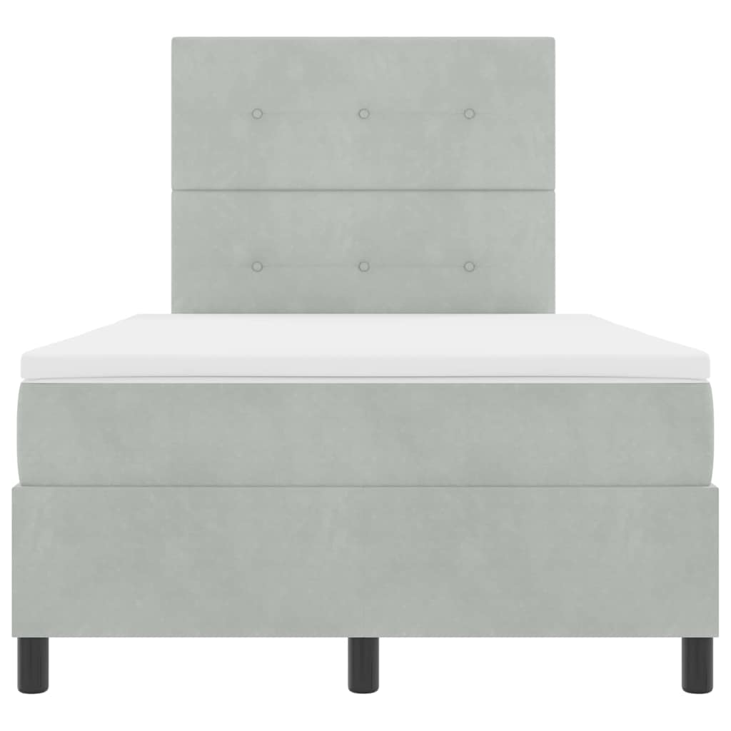 Box spring seng med madras Lysegrå 120 x 190 cm Fløjl