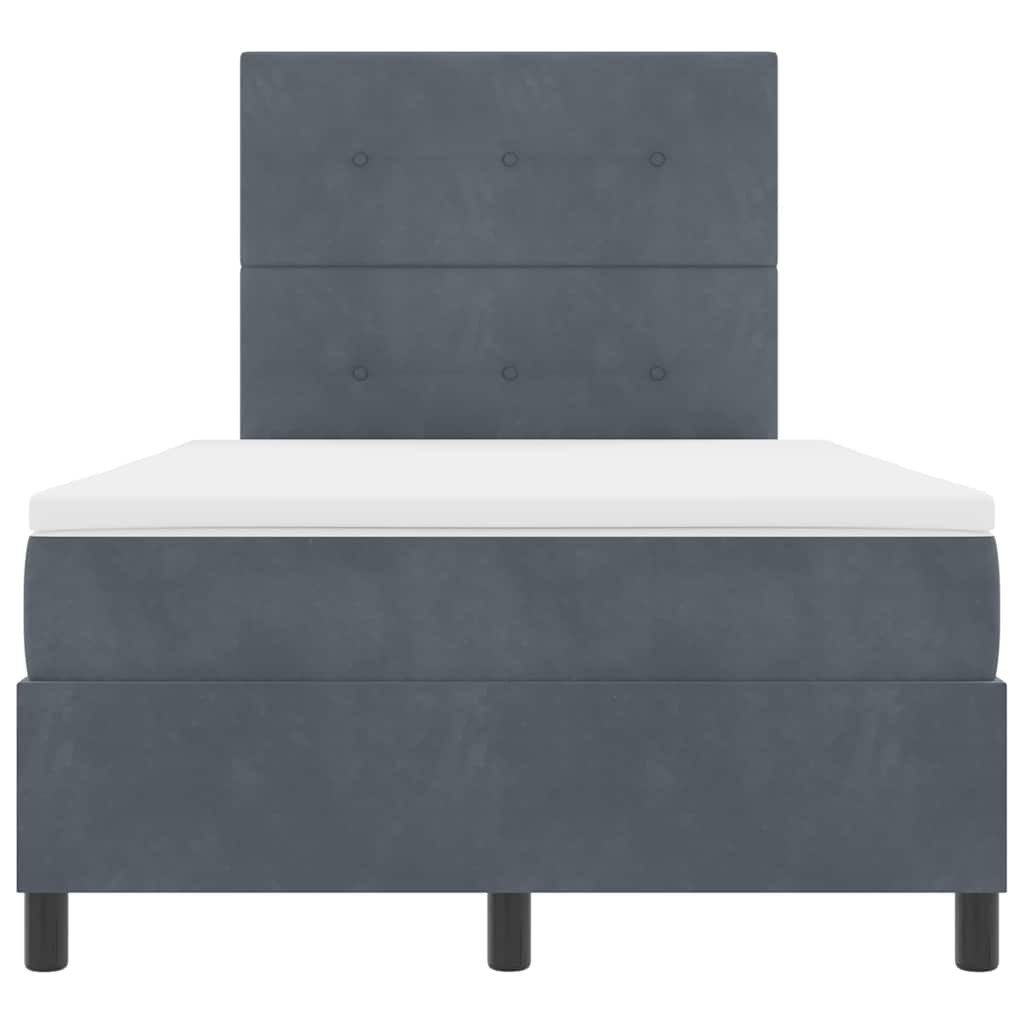 Box spring seng med madras Mørkegrå 120 x 190 cm Fløjl