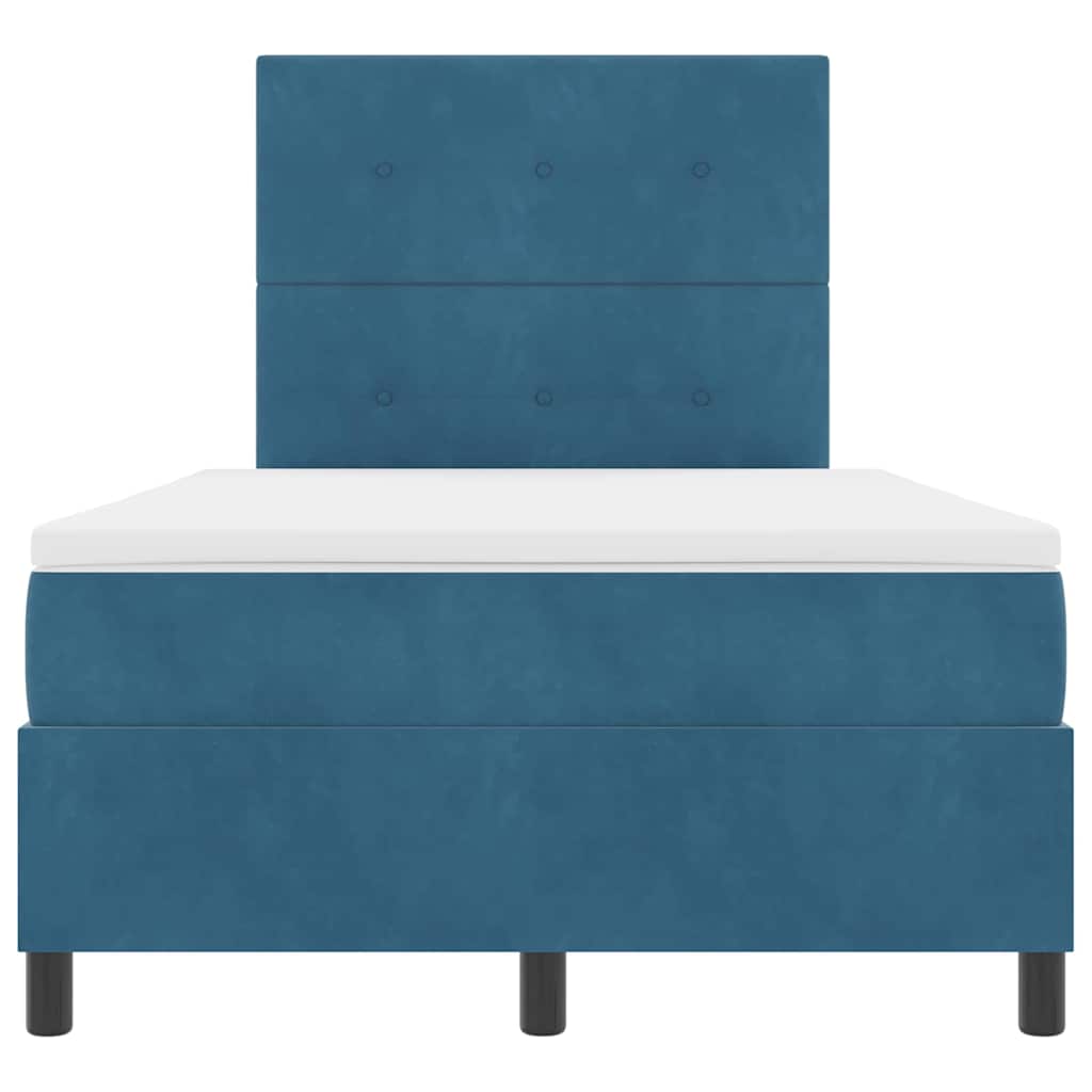 Box spring seng med madras Mørk blå 120 x 190 cm Fløjl