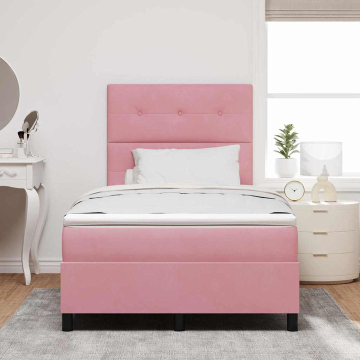 Box spring seng med madras Lyserød 120 x 190 cm Fløjl