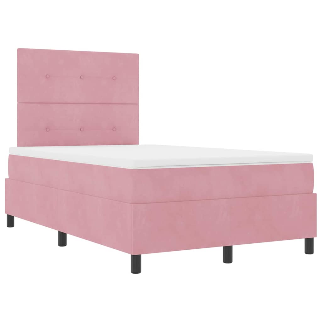 Box spring seng med madras Lyserød 120 x 190 cm Fløjl