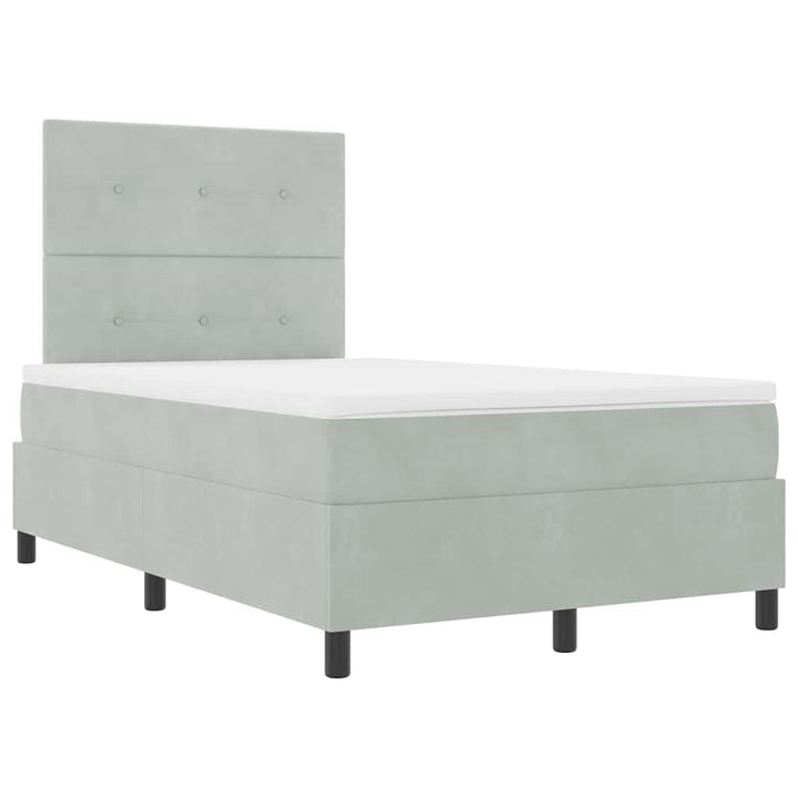 Box spring seng med madras Lysegrå 120 x 200 cm Fløjl