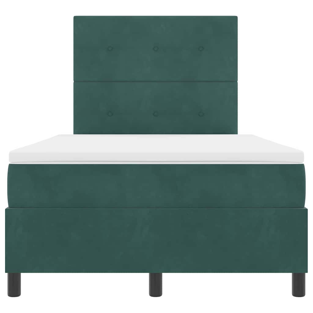 Box spring seng med madras Mørkegrøn 120 x 200 cm Fløjl