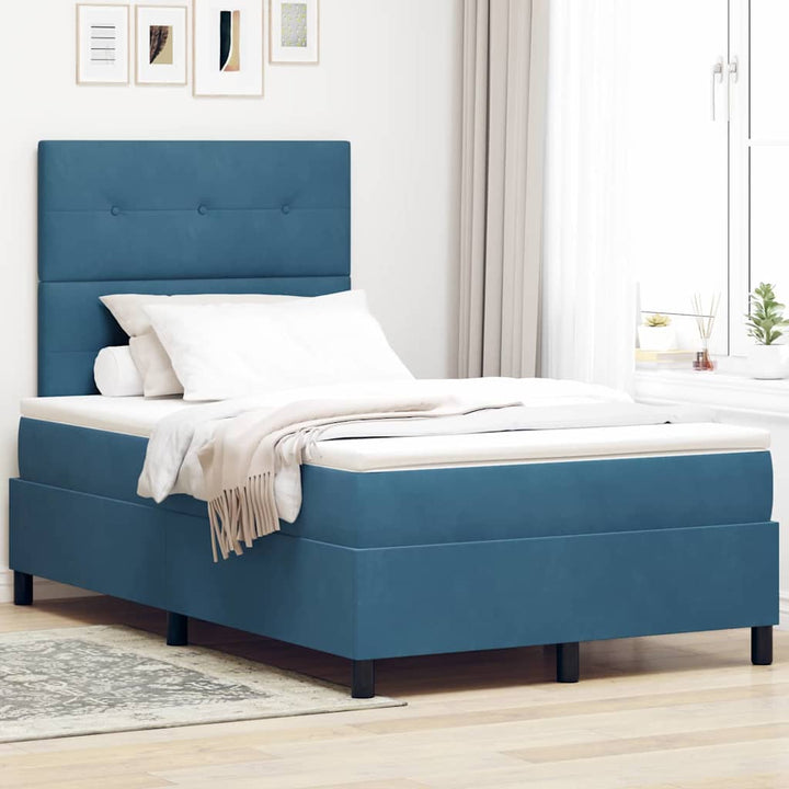Box spring seng med madras Mørk blå 120 x 200 cm Fløjl