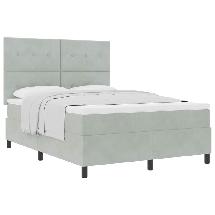 Box spring seng med madras Lysegrå 140 x 190 cm Fløjl