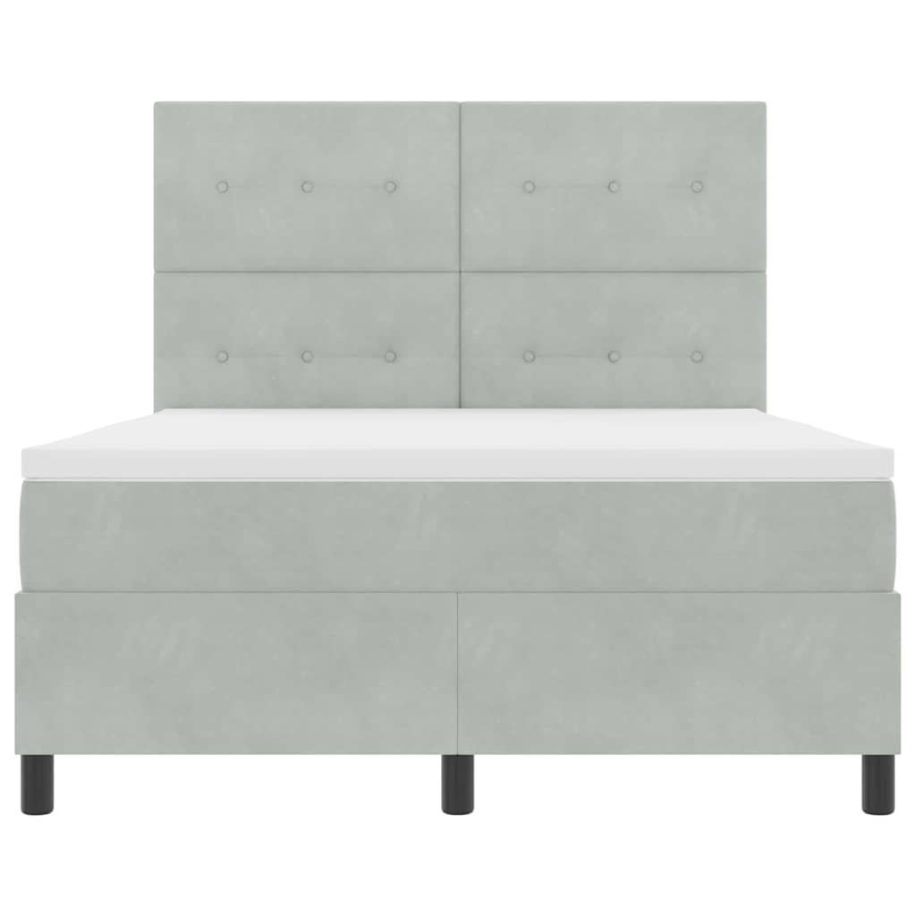 Box spring seng med madras Lysegrå 140 x 190 cm Fløjl