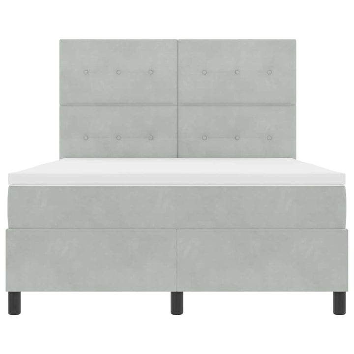 Box spring seng med madras Lysegrå 140 x 190 cm Fløjl