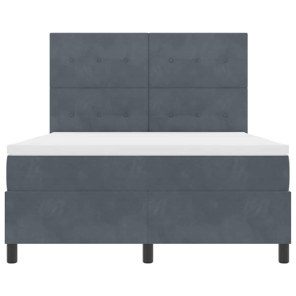 Box spring seng med madras Mørkegrå 140 x 190 cm Fløjl