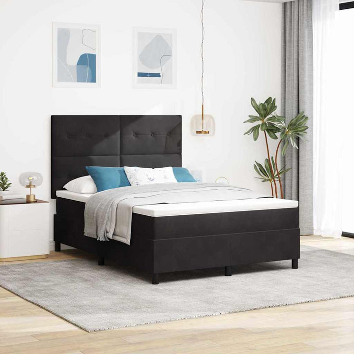 Box spring seng med madras Sort 140 x 190 cm Fløjl
