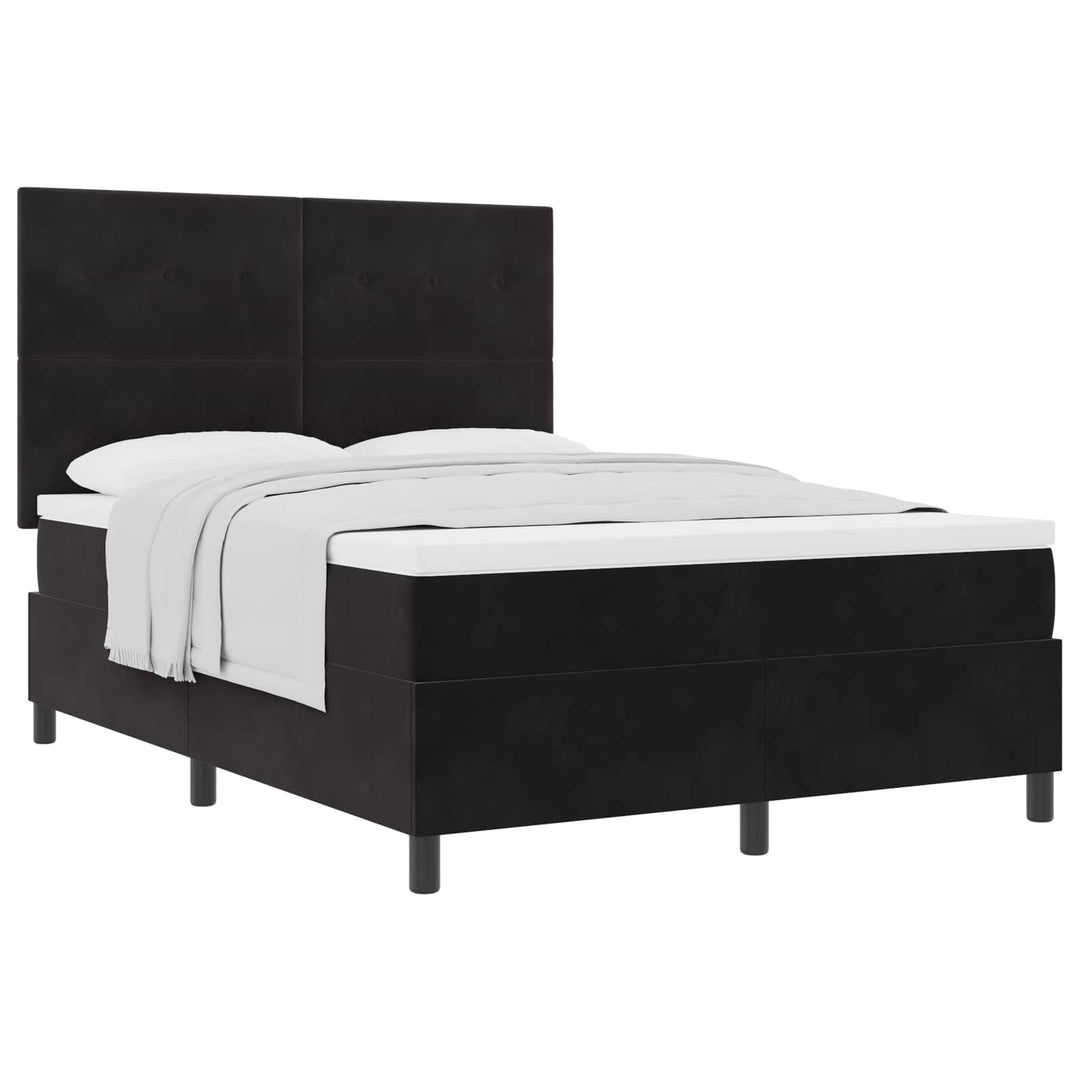 Box spring seng med madras Sort 140 x 190 cm Fløjl