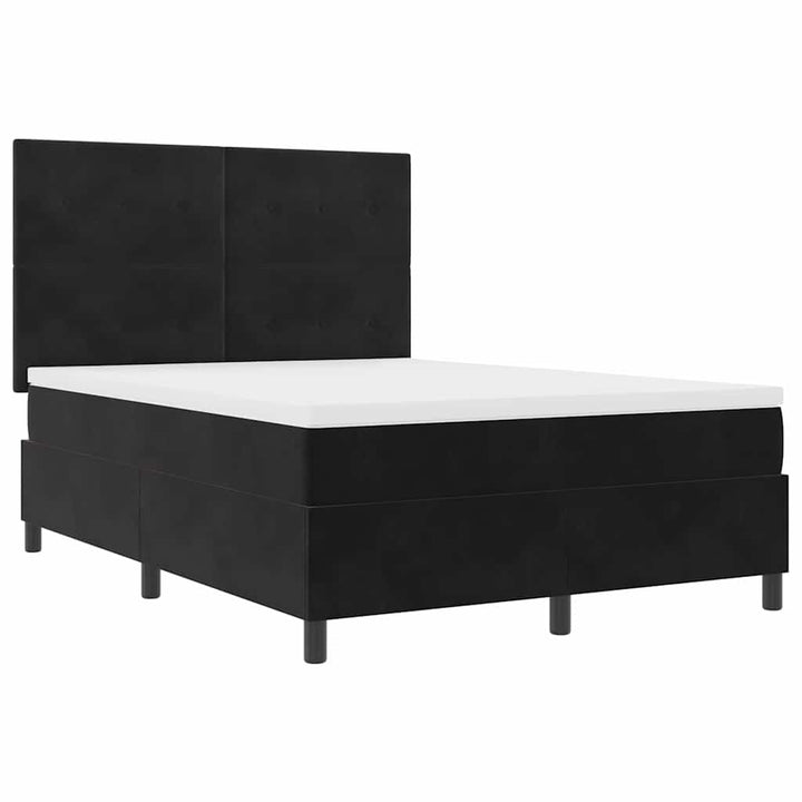 Box spring seng med madras Sort 140 x 190 cm Fløjl