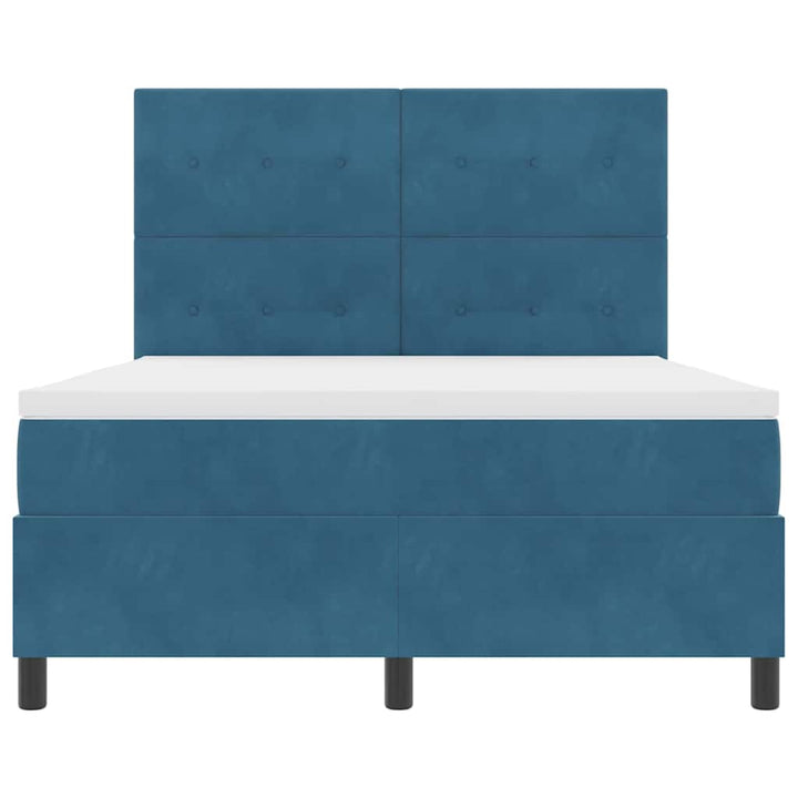 Box spring seng med madras Mørk blå 140 x 190 cm Fløjl