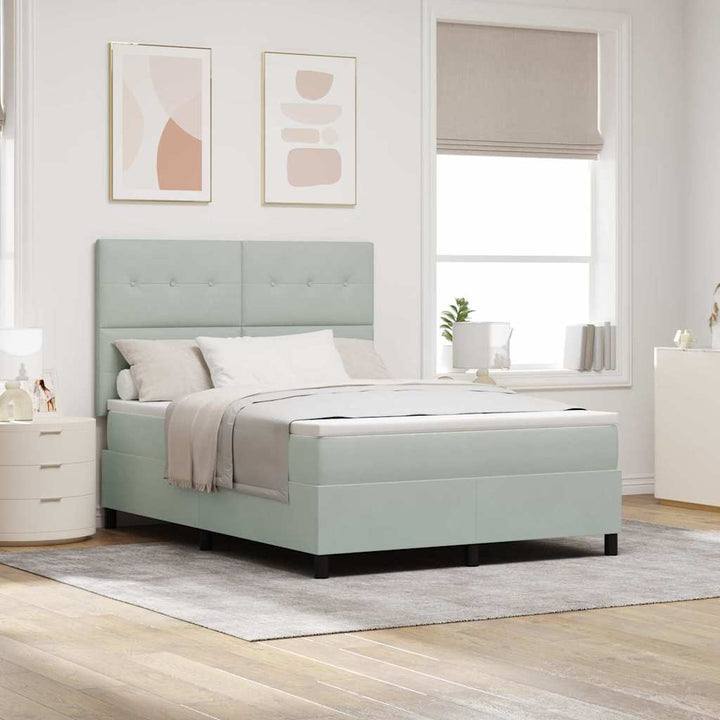 Box spring seng med madras Lysegrå 140 x 200 cm Fløjl