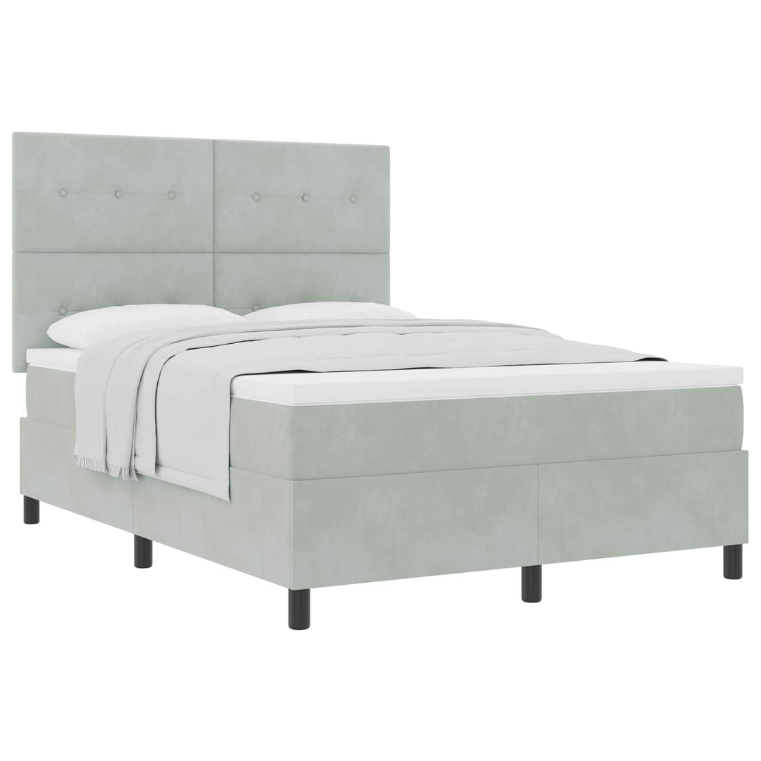 Box spring seng med madras Lysegrå 140 x 200 cm Fløjl