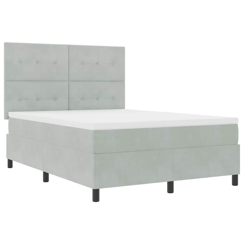 Box spring seng med madras Lysegrå 140 x 200 cm Fløjl