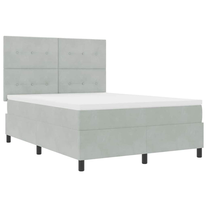 Box spring seng med madras Lysegrå 140 x 200 cm Fløjl