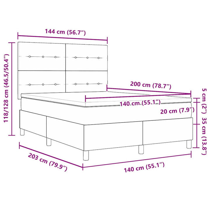 Box spring seng med madras Lysegrå 140 x 200 cm Fløjl