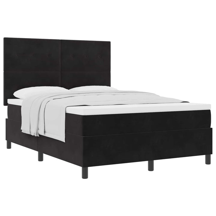 Box spring seng med madras Sort 140 x 200 cm Fløjl