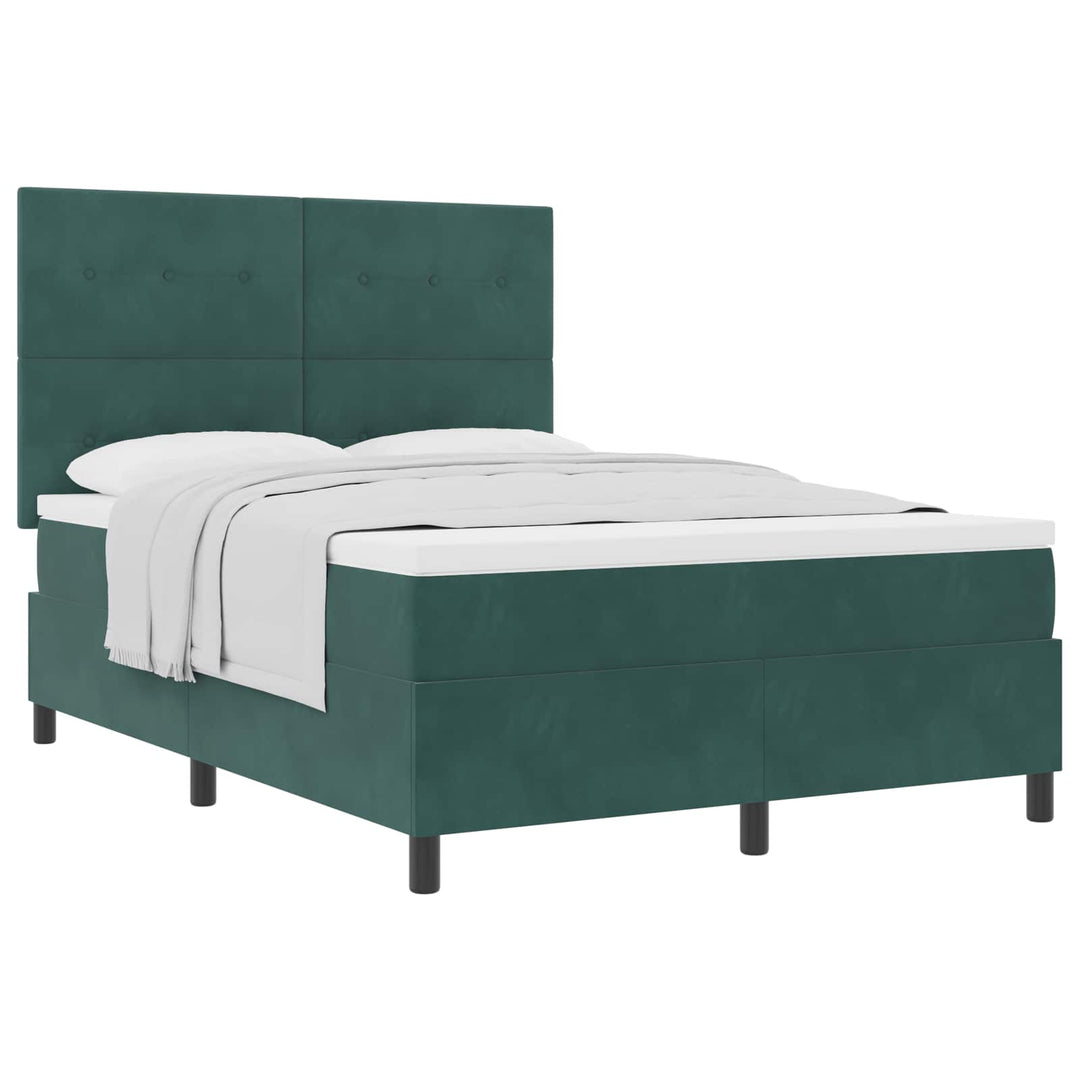 Box spring seng med madras Mørkegrøn 140 x 200 cm Fløjl