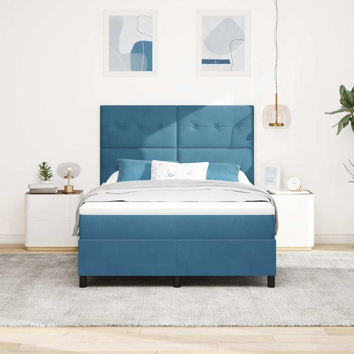 Box spring seng med madras Mørk blå 140 x 200 cm Fløjl