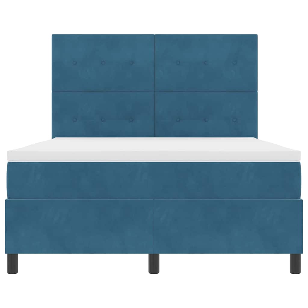 Box spring seng med madras Mørk blå 140 x 200 cm Fløjl