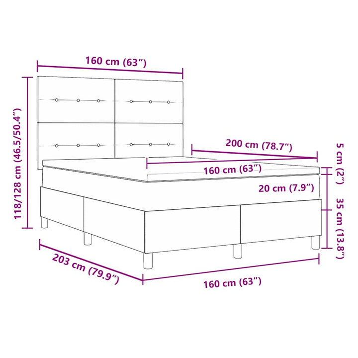 Box spring seng med hovedgærde Mørkegrøn 160 x 200 cm Fløjl