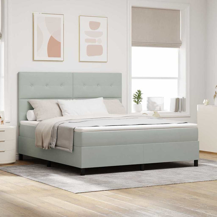Box spring seng med madras Lysegrå 180 x 200 cm Fløjl